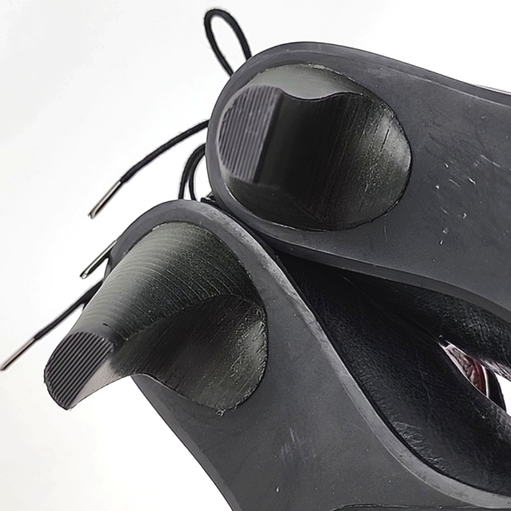 TSUBO Pump  Heels Shoes Black Leather Back Lace Ankle Foldover Tall Cuff Size 8 - Picture 11 of 15